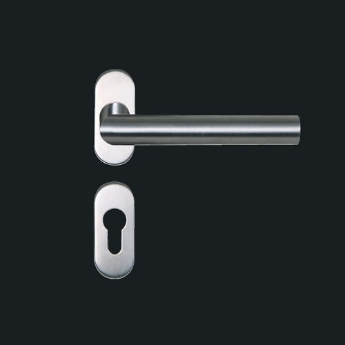 Drückergarnitur Edelstahl rund mit Ovalrosette